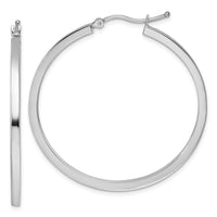 Load image into Gallery viewer, 10k White Gold 2mm Square Tube Hoop Earrings
