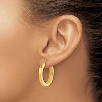Load image into Gallery viewer, 10k 3mm Polished Square Hoop Earrings
