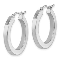 Load image into Gallery viewer, 10k White Gold 3mm Polished Square Tube Hoop Earrings
