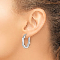Load image into Gallery viewer, 10k White Gold 3mm Polished Square Tube Hoop Earrings
