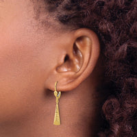 Load image into Gallery viewer, 10K Polished and Textured Leverback Dangle Earrings
