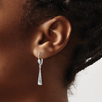 Load image into Gallery viewer, 10K White Gold Polished/Textured Leverback Dangle Earrings
