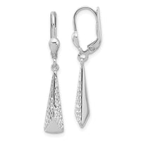 Load image into Gallery viewer, 10K White Gold Polished/Textured Leverback Dangle Earrings
