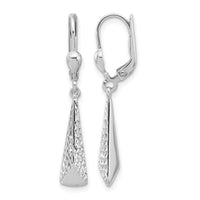 Load image into Gallery viewer, 10K White Gold Polished/Textured Leverback Dangle Earrings
