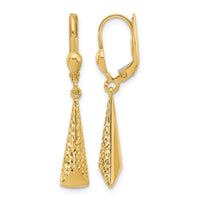 Load image into Gallery viewer, 10K Polished and Textured Leverback Dangle Earrings
