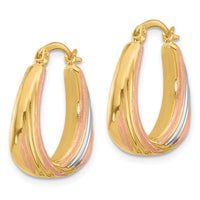 Load image into Gallery viewer, 10K Two-tone w/White Rhodium Polished and Satin Hoop Earrings
