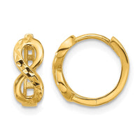 Load image into Gallery viewer, 10K Polished and Diamond-cut Infinity Huggie Hoop Earrings

