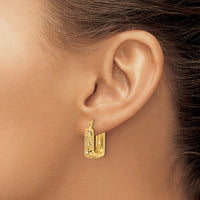 Load image into Gallery viewer, 10K Polished and Diamond-cut Square Hoop Earrings
