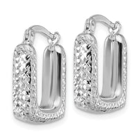 Load image into Gallery viewer, 10K White Gold Polished and Diamond-cut Square Hoop Earrings

