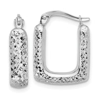 Load image into Gallery viewer, 10K White Gold Polished and Diamond-cut Square Hoop Earrings

