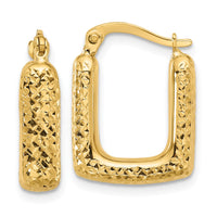 Load image into Gallery viewer, 10K Polished and Diamond-cut Square Hoop Earrings
