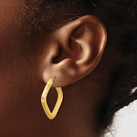 Load image into Gallery viewer, 10K Polished and Diamond-cut Square Hoop Earrings

