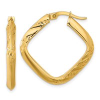 Load image into Gallery viewer, 10K Polished and Diamond-cut Square Hoop Earrings
