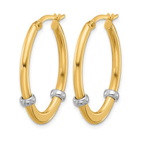 Load image into Gallery viewer, 10K Two-tone Polished Oval Hoop Earrings
