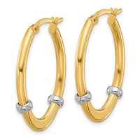 Load image into Gallery viewer, 10K Two-tone Polished Oval Hoop Earrings

