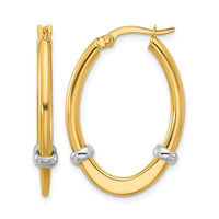 Load image into Gallery viewer, 10K Two-tone Polished Oval Hoop Earrings
