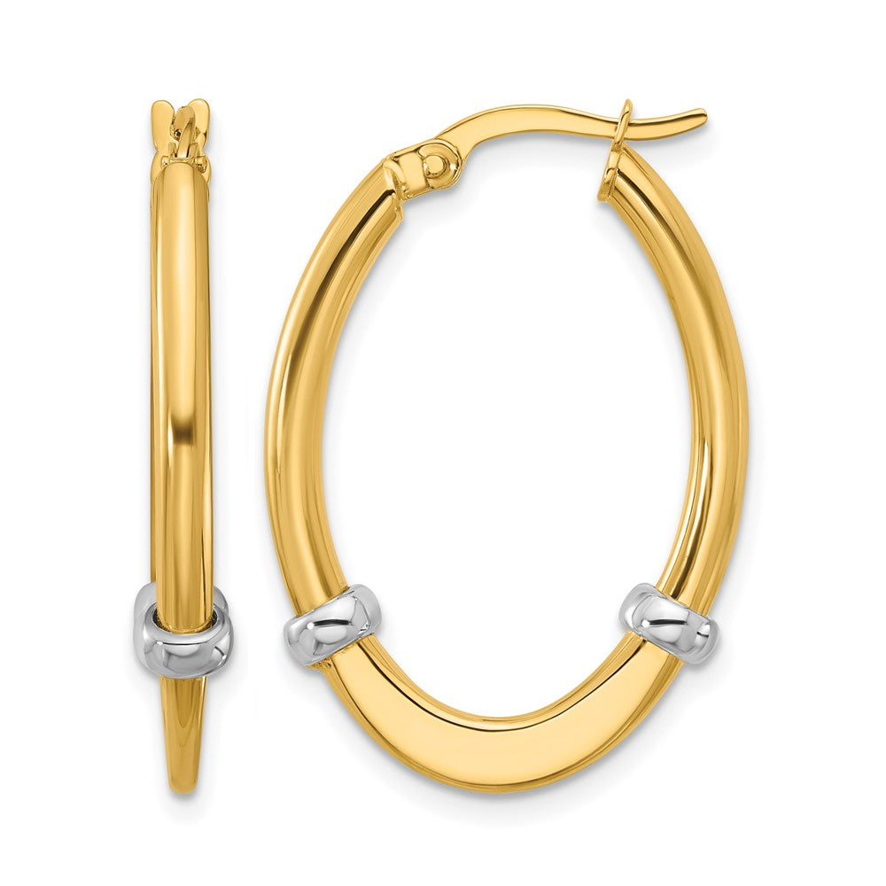 10K Two-tone Polished Oval Hoop Earrings