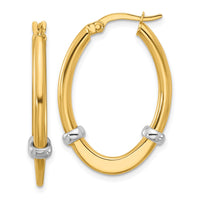 Load image into Gallery viewer, 10K Two-tone Polished Oval Hoop Earrings
