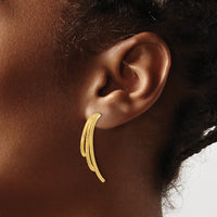 Load image into Gallery viewer, 10K Polished and D/C 3-Row Drop Post Earrings
