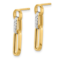 Load image into Gallery viewer, 10K w/Rhodium Polished and D/C Link Dangle Post Earrings
