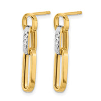 Load image into Gallery viewer, 10K w/Rhodium Polished and D/C Link Dangle Post Earrings
