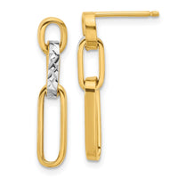 Load image into Gallery viewer, 10K w/Rhodium Polished and D/C Link Dangle Post Earrings
