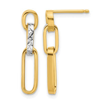 Load image into Gallery viewer, 10K w/Rhodium Polished and D/C Link Dangle Post Earrings

