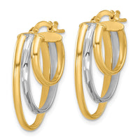 Load image into Gallery viewer, 10K W/White Rhodium Polished 3-row Oval Hoop Earrings
