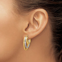 Load image into Gallery viewer, 10K W/White Rhodium Polished 3-row Oval Hoop Earrings
