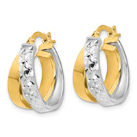 Load image into Gallery viewer, 10K W/White Rhodium Polished and Diamond-cut Hoop Earrings
