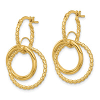 Load image into Gallery viewer, 10K Polished and Twisted Dangle Circles Hoop Earrings
