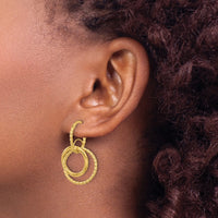 Load image into Gallery viewer, 10K Polished and Twisted Dangle Circles Hoop Earrings

