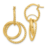Load image into Gallery viewer, 10K Polished and Twisted Dangle Circles Hoop Earrings

