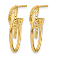 Load image into Gallery viewer, 10K Polished and Twisted Oval J-Hoop Post Earrings
