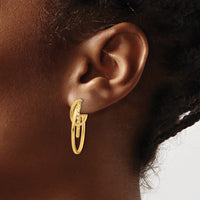 Load image into Gallery viewer, 10K Polished and Twisted Oval J-Hoop Post Earrings
