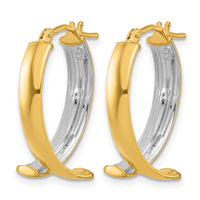 Load image into Gallery viewer, 10K W/White Rhodium Polished and Textured Fancy Hoop Earrings
