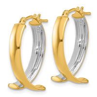 Load image into Gallery viewer, 10K W/White Rhodium Polished and Textured Fancy Hoop Earrings
