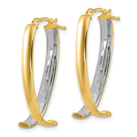 Load image into Gallery viewer, 10K W/White Rhodium Polished and Textured Fancy Hoop Earrings
