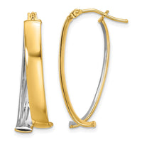 Load image into Gallery viewer, 10K W/White Rhodium Polished and Textured Fancy Hoop Earrings
