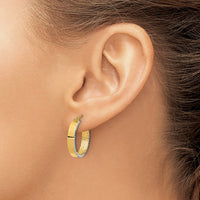 Load image into Gallery viewer, 10K w/ White Rhodium Polished and Diamond-cut Hoop Earrings
