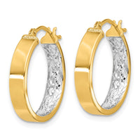 Load image into Gallery viewer, 10K w/ White Rhodium Polished and Diamond-cut Hoop Earrings
