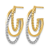 Load image into Gallery viewer, 10K W/White Rhodium Polished/Twisted Oval J-Hoop Post Earrings
