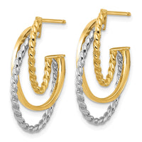 Load image into Gallery viewer, 10K W/White Rhodium Polished/Twisted Oval J-Hoop Post Earrings
