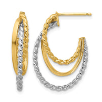 Load image into Gallery viewer, 10K W/White Rhodium Polished/Twisted Oval J-Hoop Post Earrings
