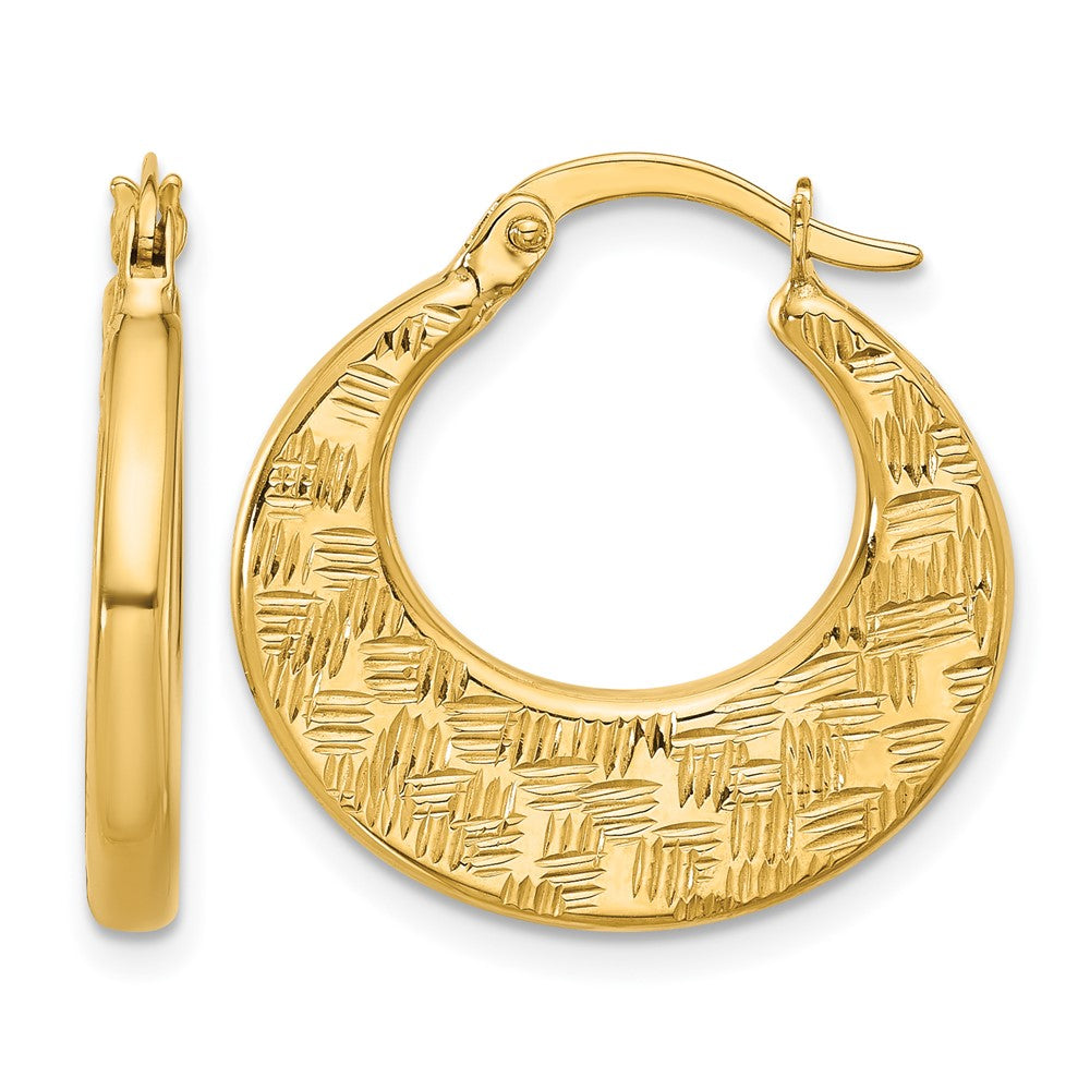 10K Polished and Diamond-cut Fancy Hoop Earrings