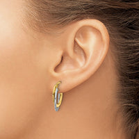 Load image into Gallery viewer, 10K with Rhodium Polished and Textured Fancy Hoop Earrings
