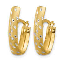 Load image into Gallery viewer, 10K w/Rhodium Polished/Satin/Diamond-cut Fancy Hoop Earrings
