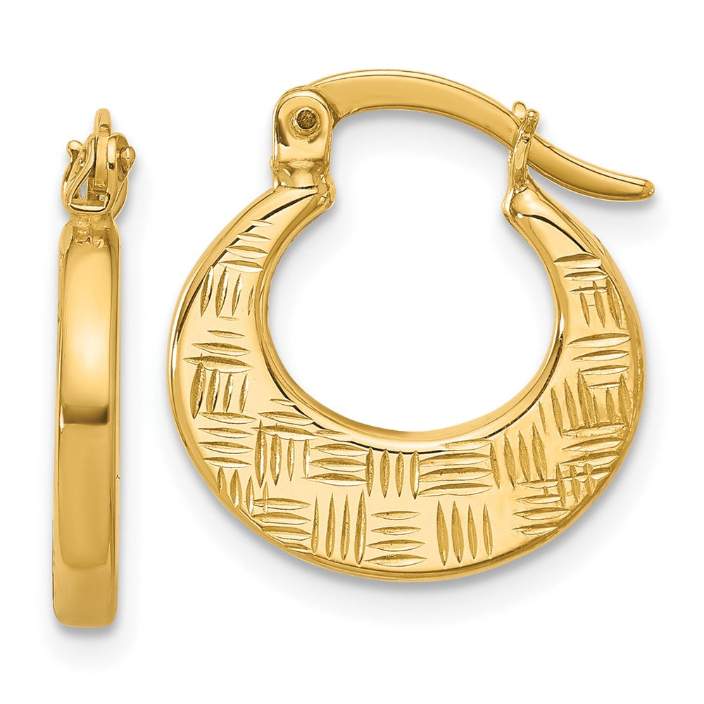 10K Polished and Diamond-cut Fancy Hoop Earrings