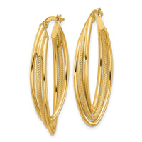 Load image into Gallery viewer, 10k Polished and Textured Triple Oval Twist Hoop Earrings
