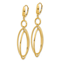 Load image into Gallery viewer, 10k Polished and Textured Oval Dangle Leverback Earrings
